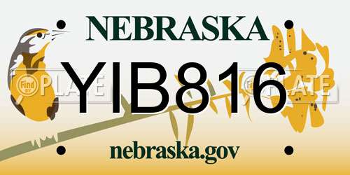 YIB816 Nebraska License Plate