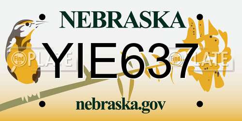 YIE637 Nebraska License Plate