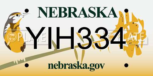 YIH334 Nebraska License Plate