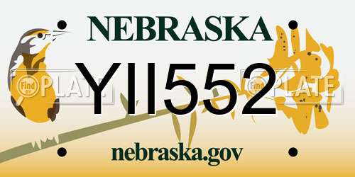 YII552 Nebraska License Plate