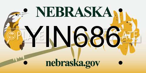 YIN686 Nebraska License Plate
