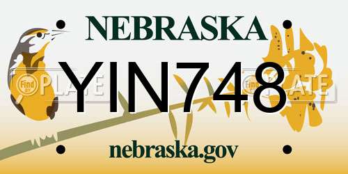 YIN748 Nebraska License Plate