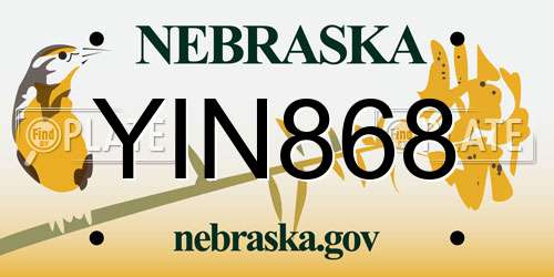YIN868 Nebraska License Plate
