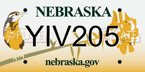YIV205 Nebraska License Plate