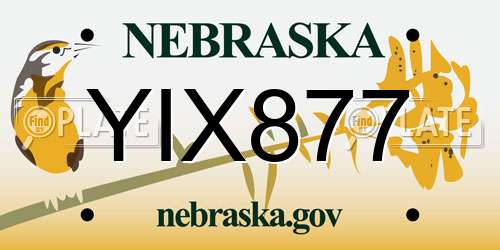 YIX877 Nebraska License Plate