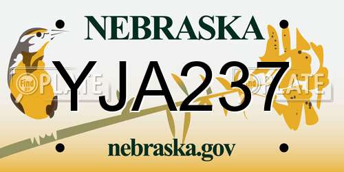 YJA237 Nebraska License Plate