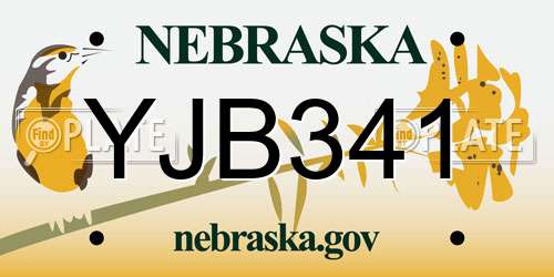 YJB341 Nebraska License Plate