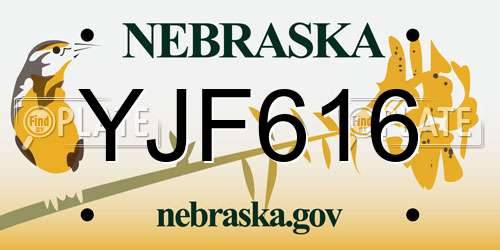 YJF616 Nebraska License Plate