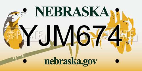 YJM674 Nebraska License Plate