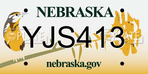 YJS413 Nebraska License Plate