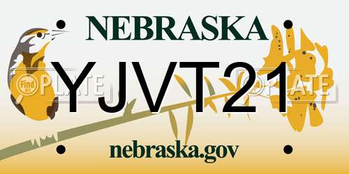 YJVT21 Nebraska License Plate