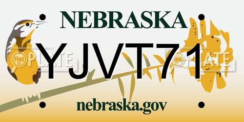 YJVT71 Nebraska License Plate