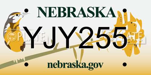 YJY255 Nebraska License Plate