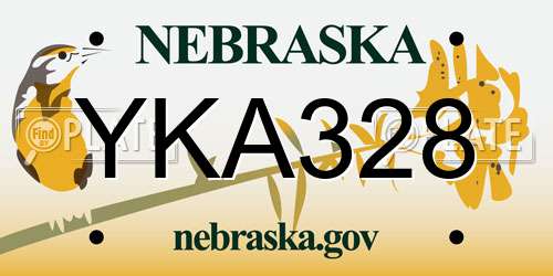 YKA328 Nebraska License Plate
