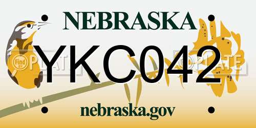 YKC042 Nebraska License Plate