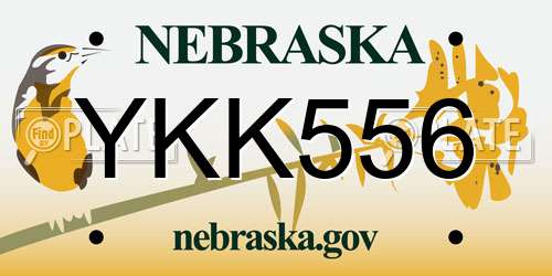 YKK556 Nebraska License Plate