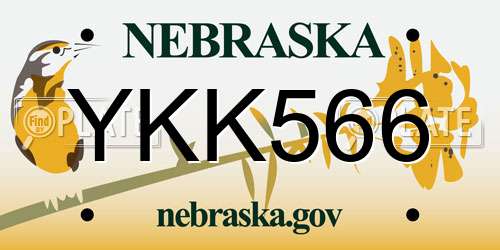YKK566 Nebraska License Plate