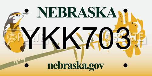 YKK703 Nebraska License Plate