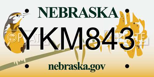 YKM843 Nebraska License Plate