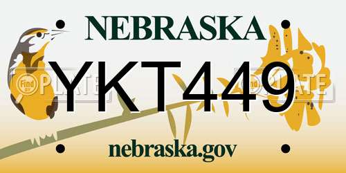 YKT449 Nebraska License Plate