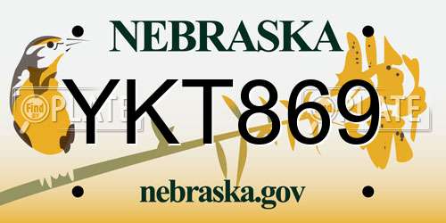 YKT869 Nebraska License Plate