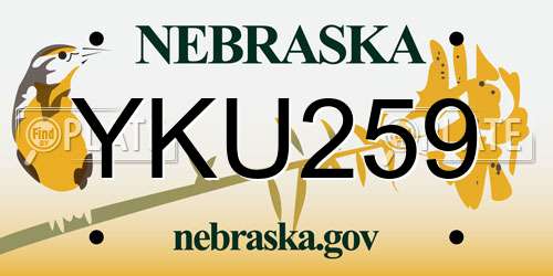 YKU259 Nebraska License Plate