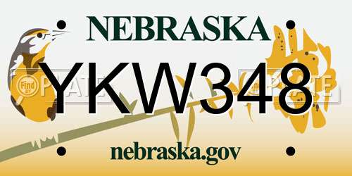 YKW348 Nebraska License Plate