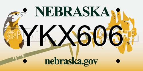 YKX606 Nebraska License Plate