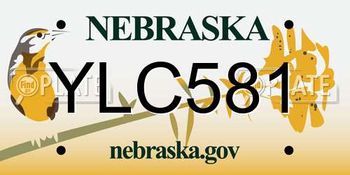 YLC581 Nebraska License Plate