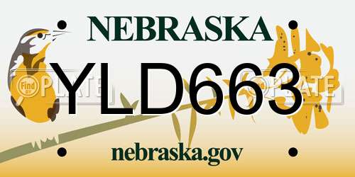 YLD663 Nebraska License Plate