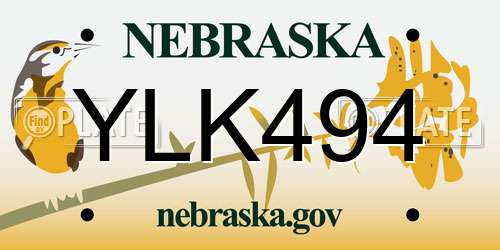 YLK494 Nebraska License Plate