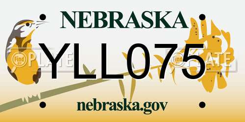 YLL075 Nebraska License Plate