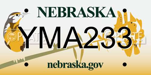 YMA233 Nebraska License Plate