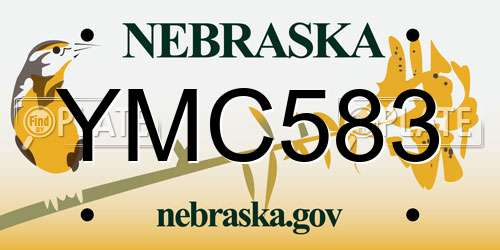 YMC583 Nebraska License Plate