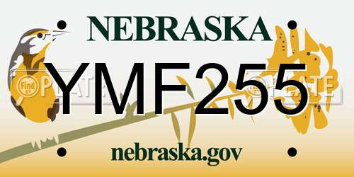 YMF255 Nebraska License Plate