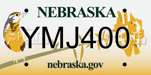 YMJ400 Nebraska License Plate