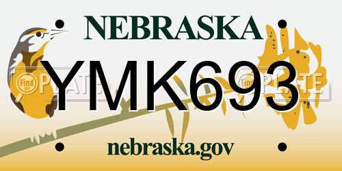 YMK693 Nebraska License Plate