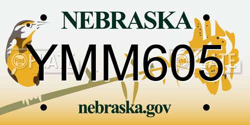 YMM605 Nebraska License Plate