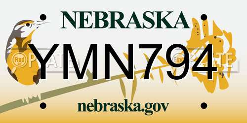 YMN794 Nebraska License Plate