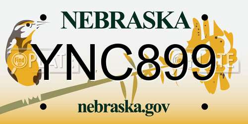 YNC899 Nebraska License Plate
