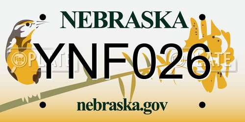 YNF026 Nebraska License Plate