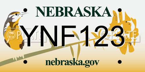 YNF123 Nebraska License Plate