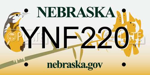 YNF220 Nebraska License Plate