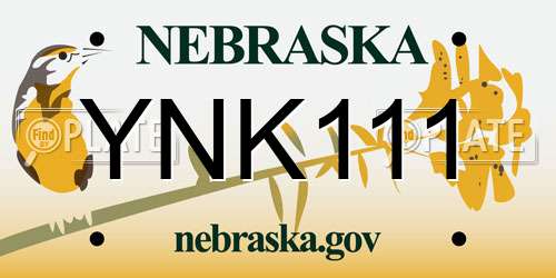 YNK111 Nebraska License Plate
