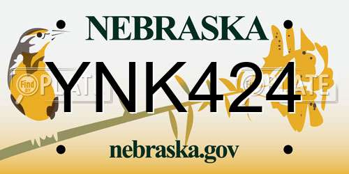 YNK424 Nebraska License Plate