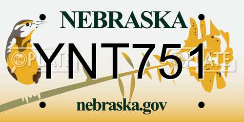 YNT751 Nebraska License Plate