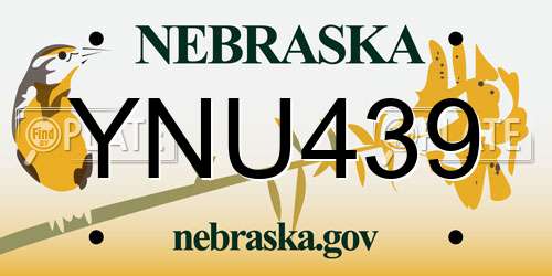 YNU439 Nebraska License Plate