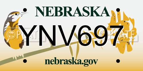 YNV697 Nebraska License Plate