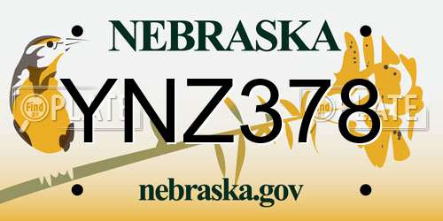 YNZ378 Nebraska License Plate