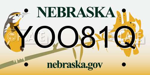 YOO81Q Nebraska License Plate